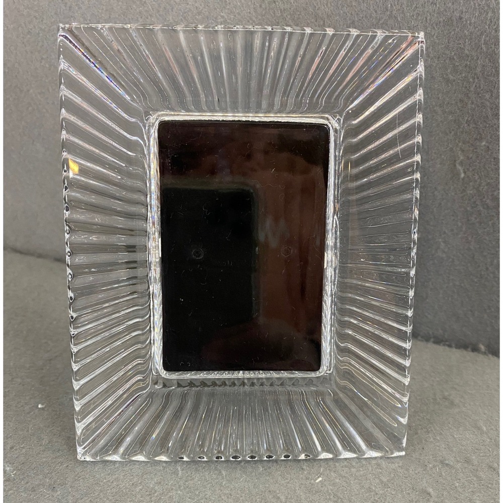Waterford Crystal 2x3 Picture Frame Ribbed Sunburst Pattern Clear Glass Ireland